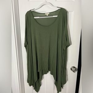 Military green flowy top